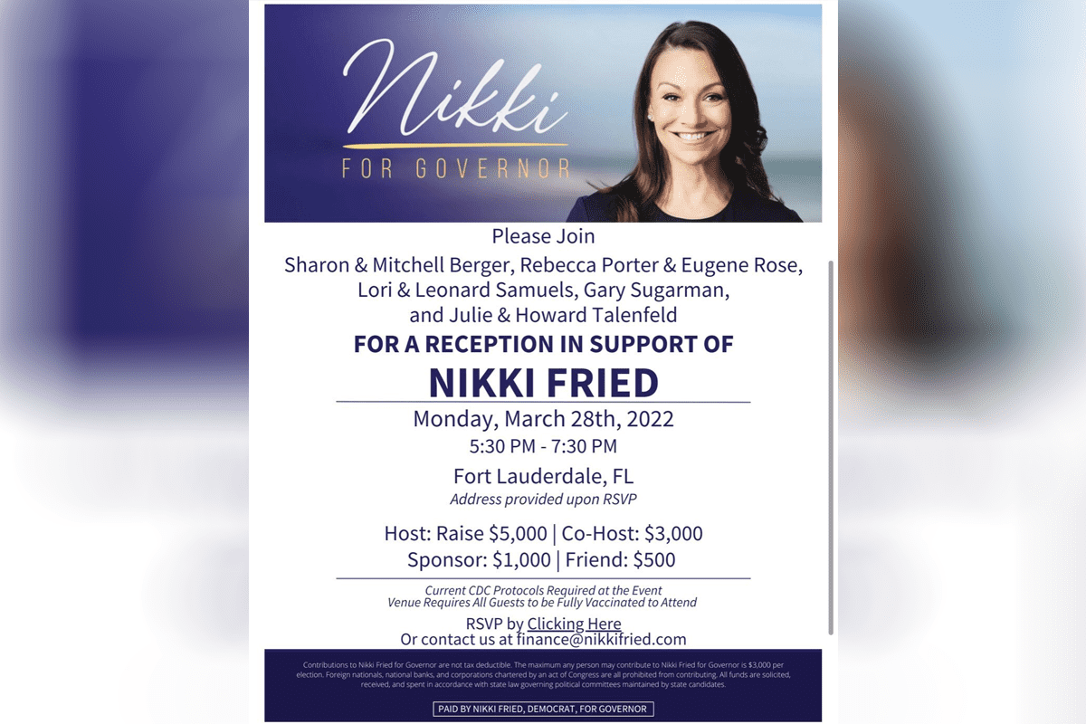 Nikki Fried event flyer, Emilio Ruiz (Twitter @EmilioRuizPR51)