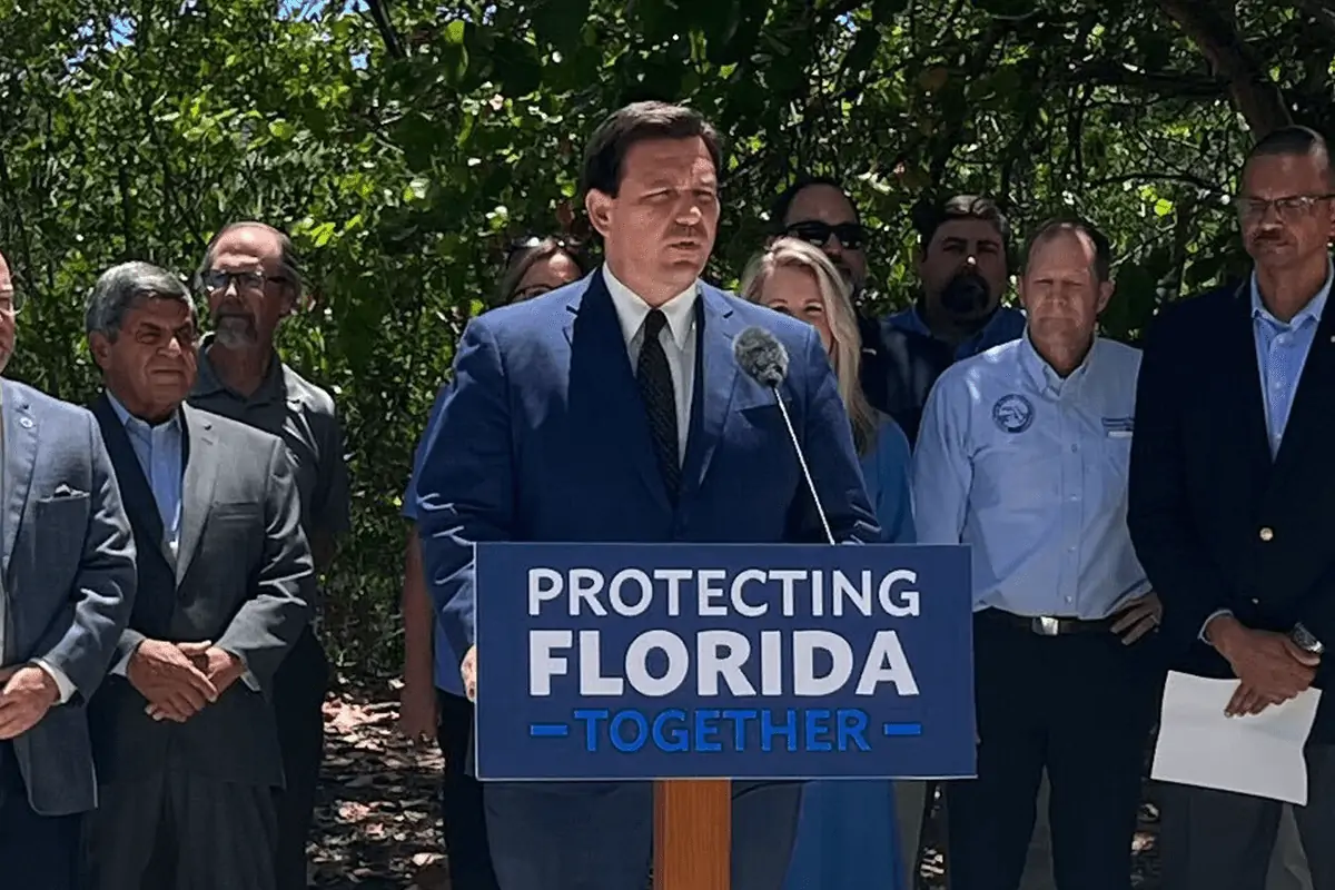 Gov. Ron DeSantis at a press conference in Fort Myers, Fla., May 3, 2022.