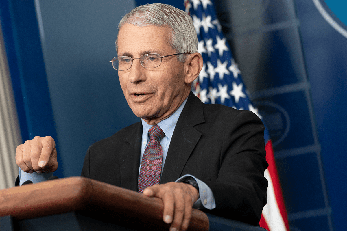 Dr. Anthony S. Fauci addresses his remarks and urges citizens to continue to follow the President’s coronavirus guidelines during a coronavirus (COVID-19) briefing, April 22, 2020.