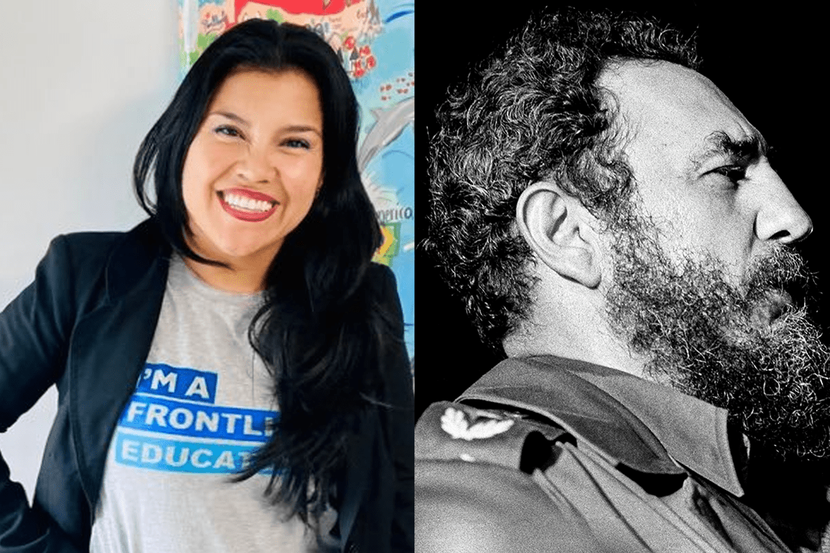 Karla Hernandez-Mats (left), Fidel Castro (right, Marcelo Montecino).