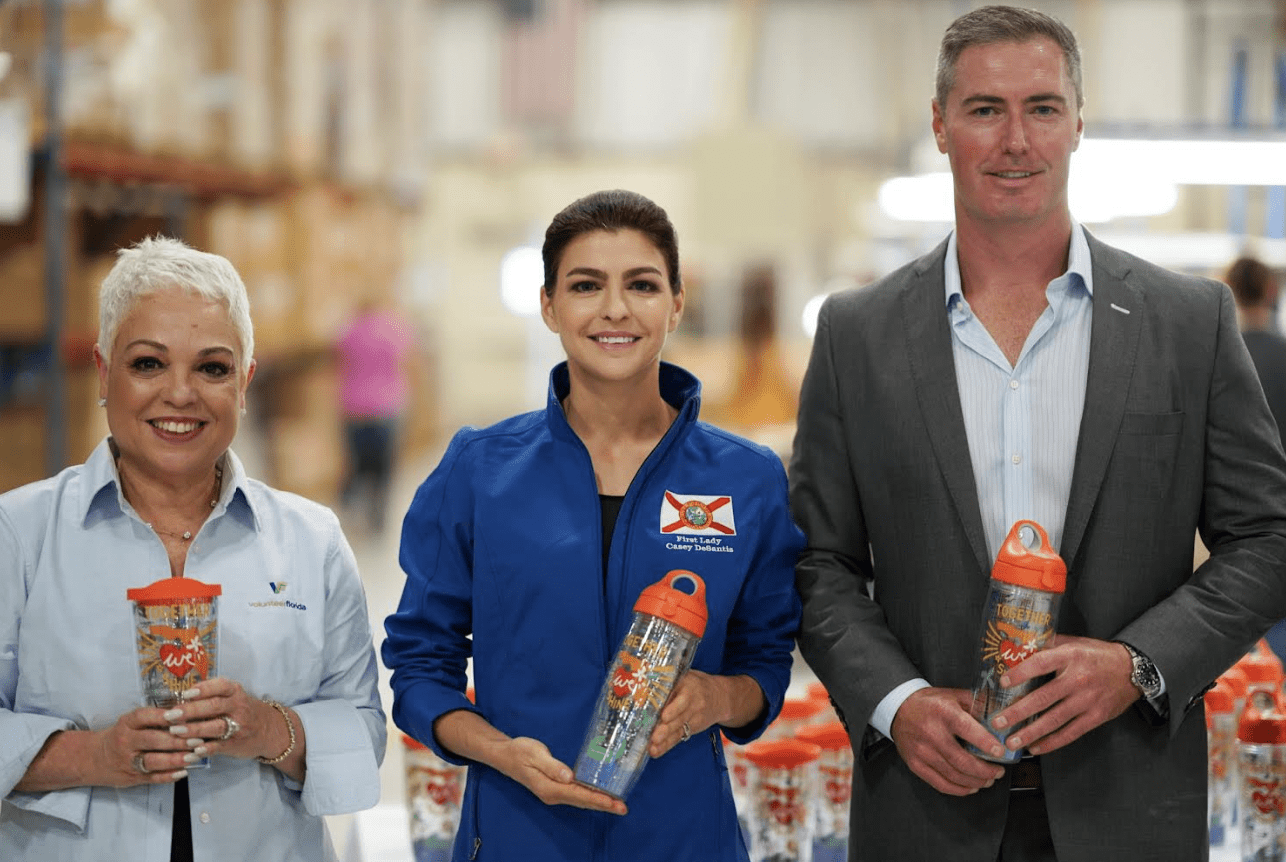 Casey DeSantis announced a new partnership to launch tumblers in an effort to raise money for Hurricane Ian recovery efforts. 