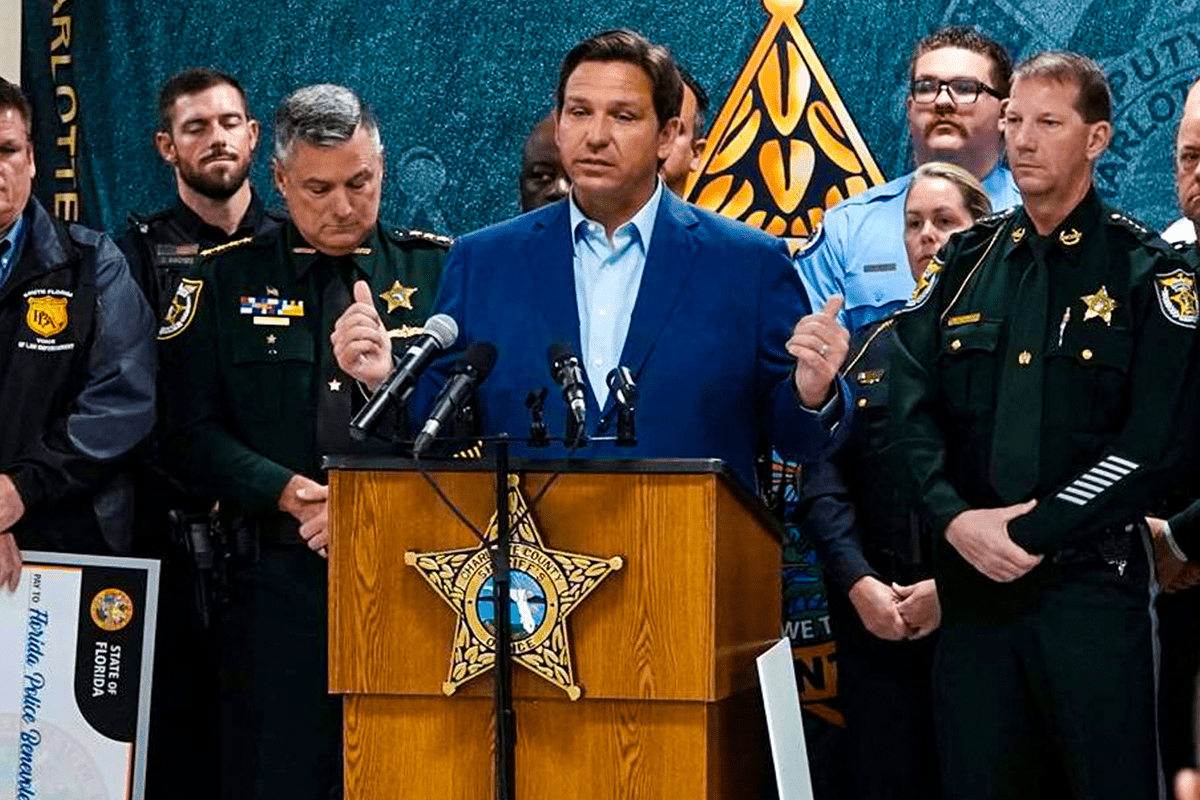 Gov. Ron DeSantis announces $2 million for first responders who have been impacted by Hurricane Ian, Oct. 13, 2022.