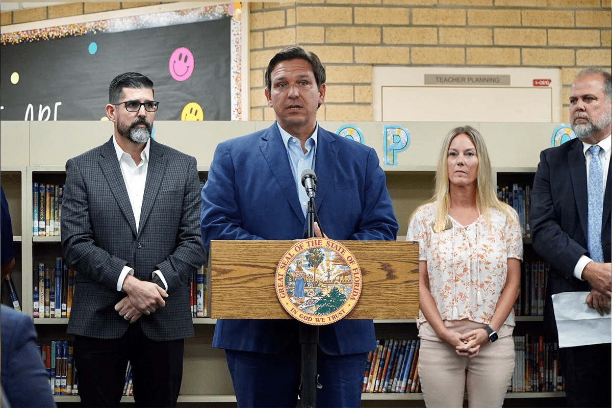 Gov. Ron DeSantis speaks about schools reopening post-Hurricane Ian, Fort Myers, Oct. 18, 2022.