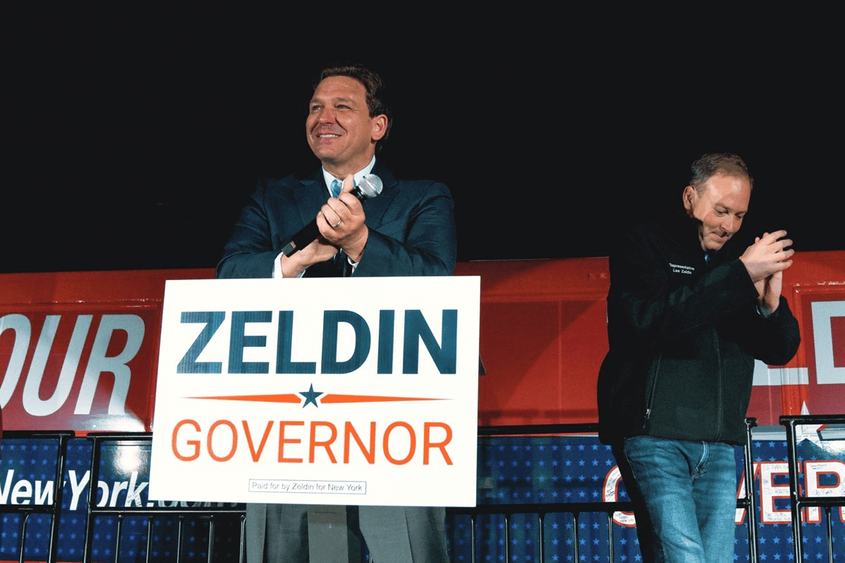 Gov. Ron DeSantis campaigns for Lee Zeldin in New York, Oct. 29, 2022.