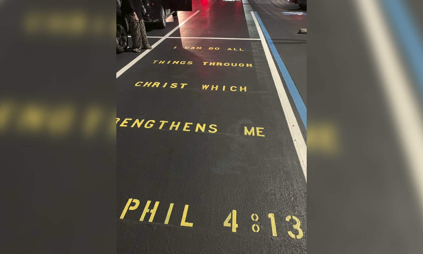 Bible verse in Pasco County school parking spot, WFLA News.