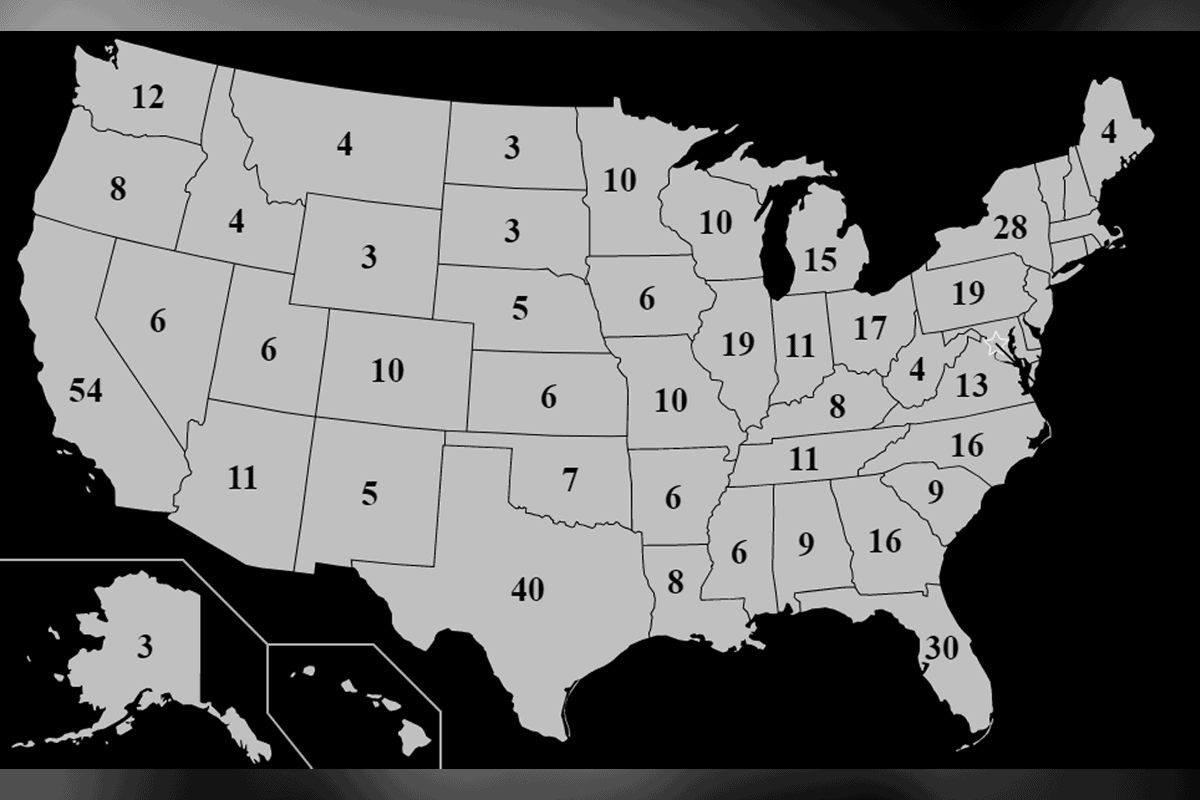 Electoral College map of the United States.