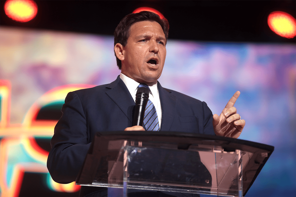 Gov. Ron DeSantis speaking with attendees at the 2022 Student Action Summit at the Tampa Convention Center in Tampa, Fla., July 22, 2022. (Photo/Gage Skidmore, Flickr)