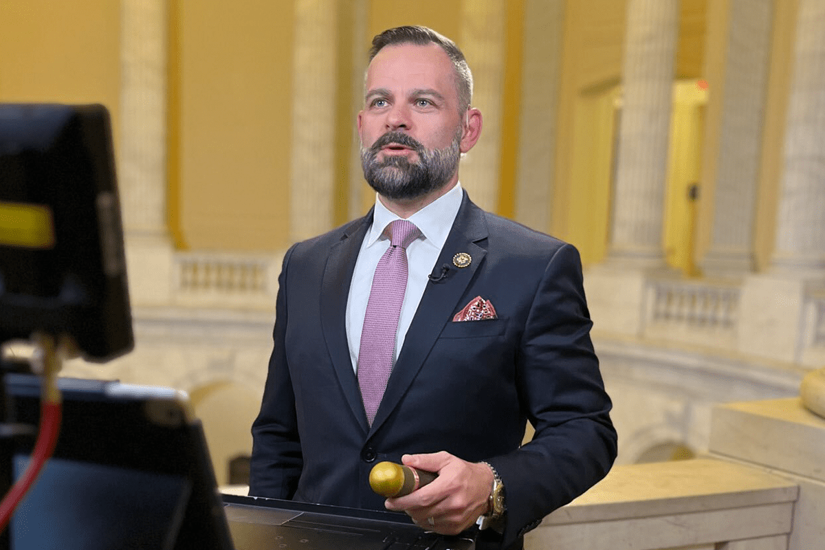 Rep. Cory Mills, R-FL, discusses "friendly gift" to House GOP colleagues of inert grenades, Washington, D.C., Jan. 27, 2023. (Photo/Cory Mills)