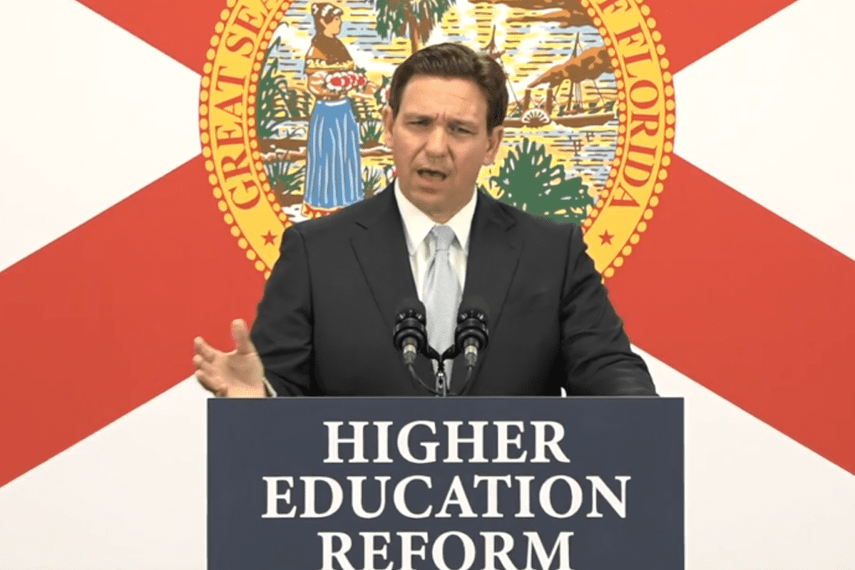Gov. Ron DeSantis announces higher education proposals to cut DEI and CRT "bureaucracies" in Florida universities, Bradenton, Fla., Jan. 31, 2023.