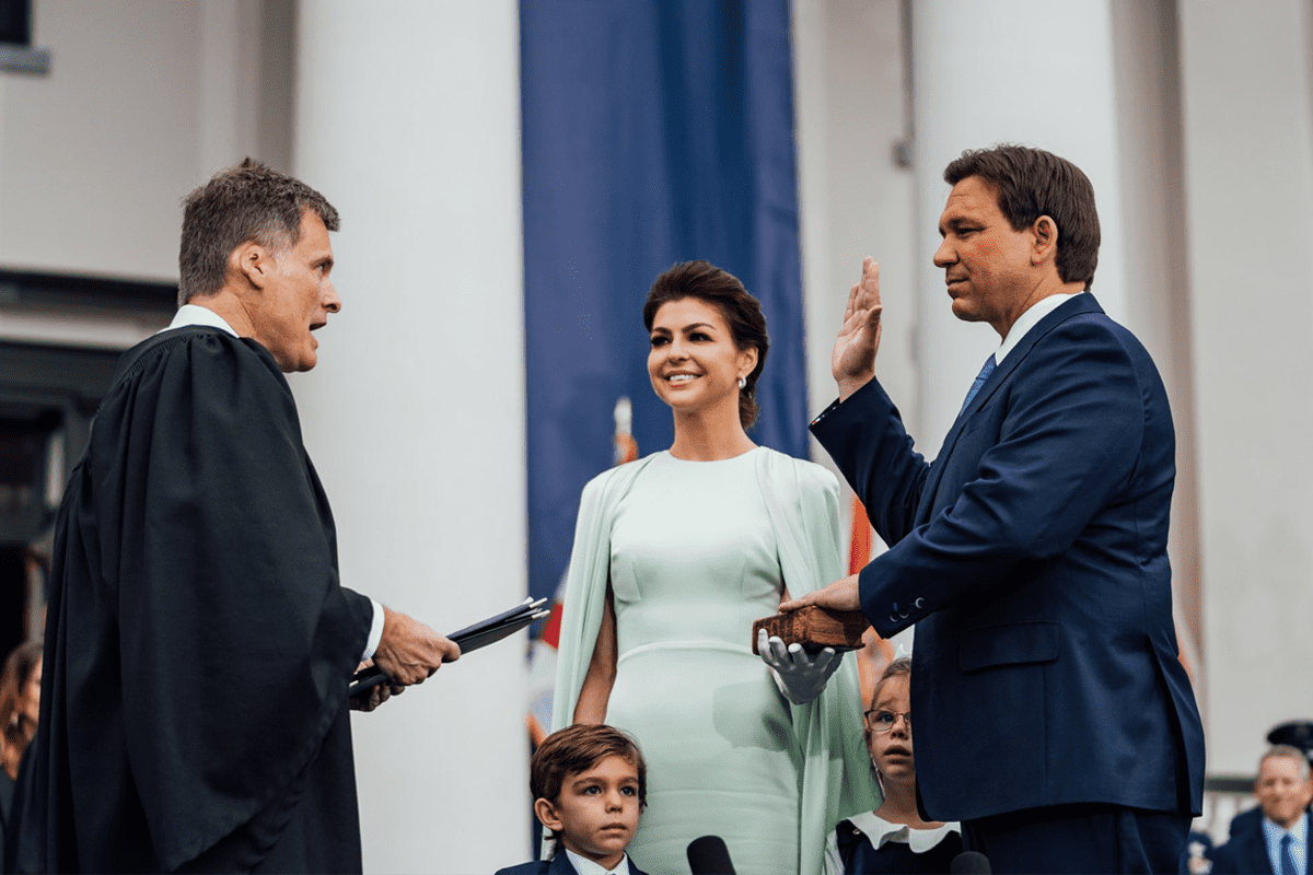 Ron DeSantis is sworn into his second term as Governor of Florida at the Florida Capitol, Jan. 3, 2023.