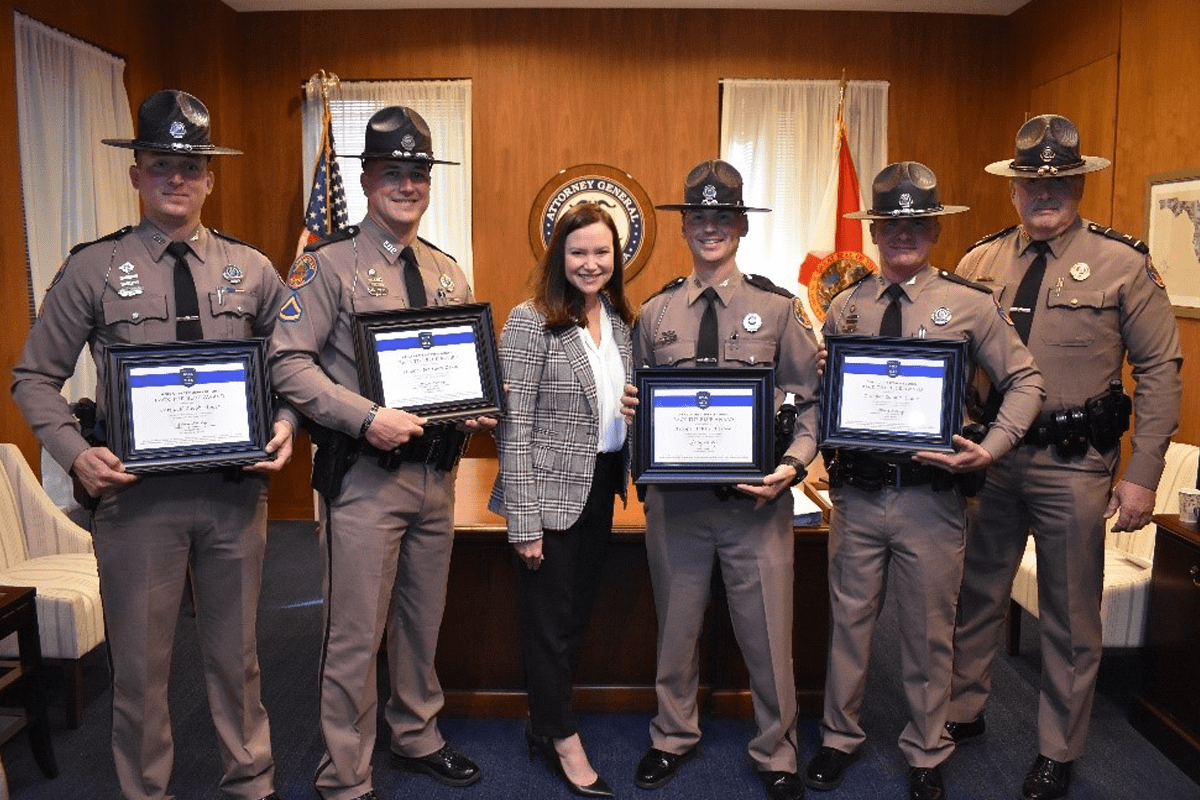 Attorney General Moody Recognizes FHP Troop A for Rescuing Human Trafficking Victim, Jan. 17, 2023.