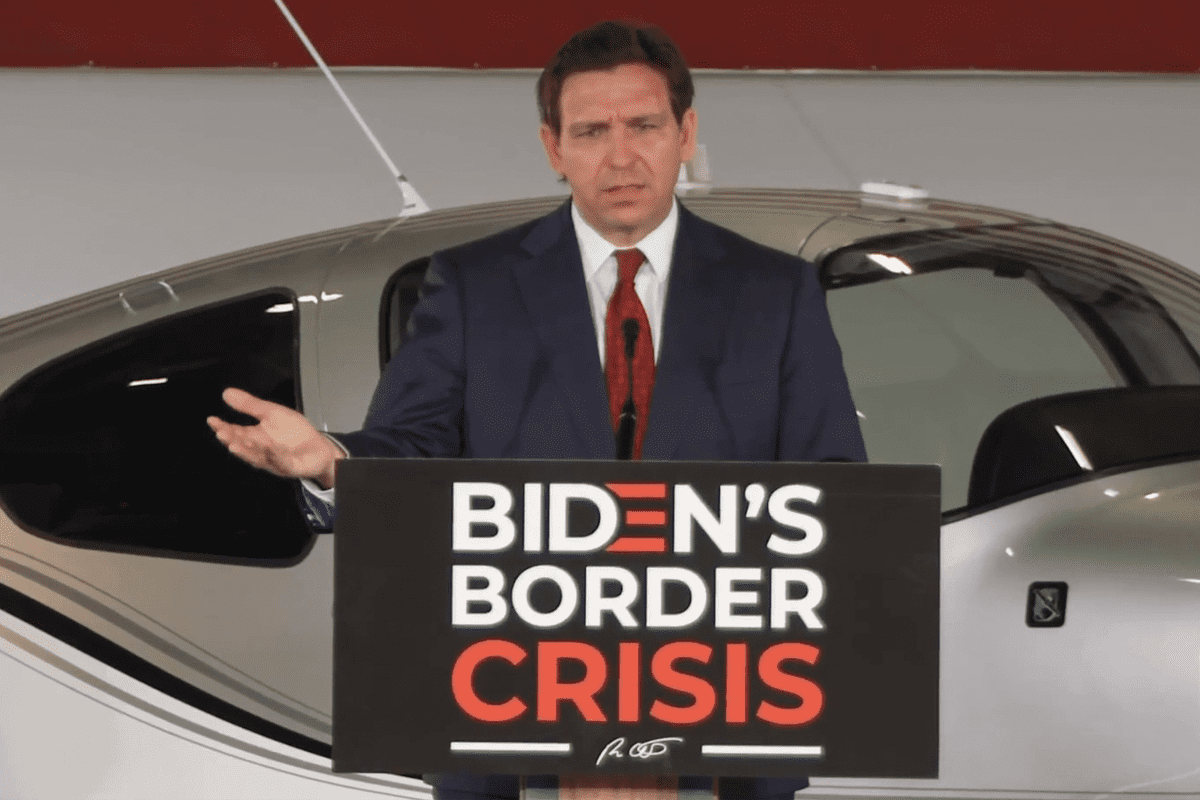 Gov. Ron DeSantis announces plan to combat "Biden's Border Crisis," Jacksonville, Fla., Feb. 23, 2023. (Video/Gov. Ron DeSantis' office)
