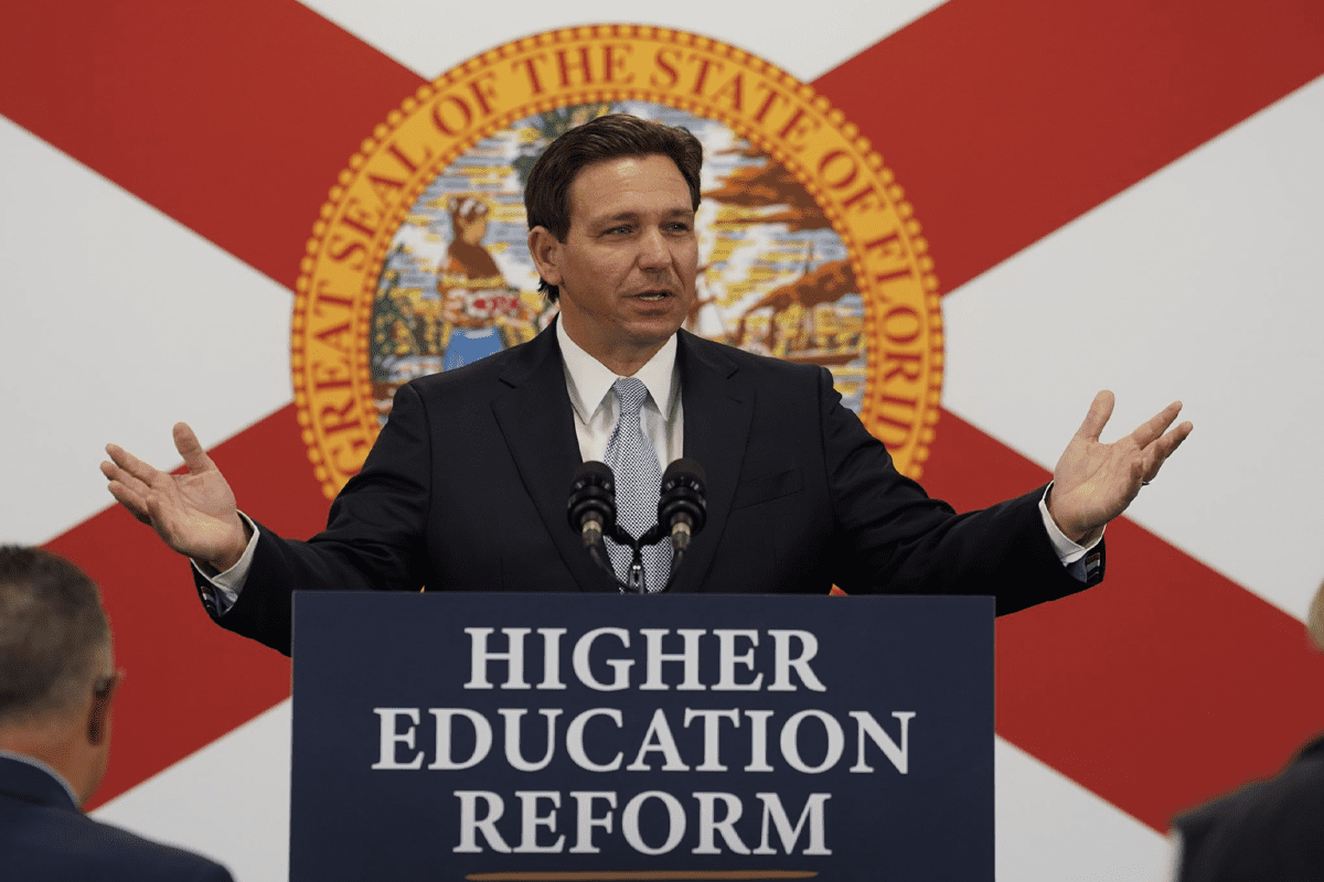 Gov. Ron DeSantis announces proposed reforms for higher education, Bradenton, Fla., Jan. 31, 2023.