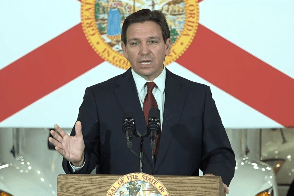 Gov. Ron DeSantis at a press conference in Jacksonville, Fla., to announce additional reforms to the state's legal system. (Video/Gov. Ron DeSantis' office).