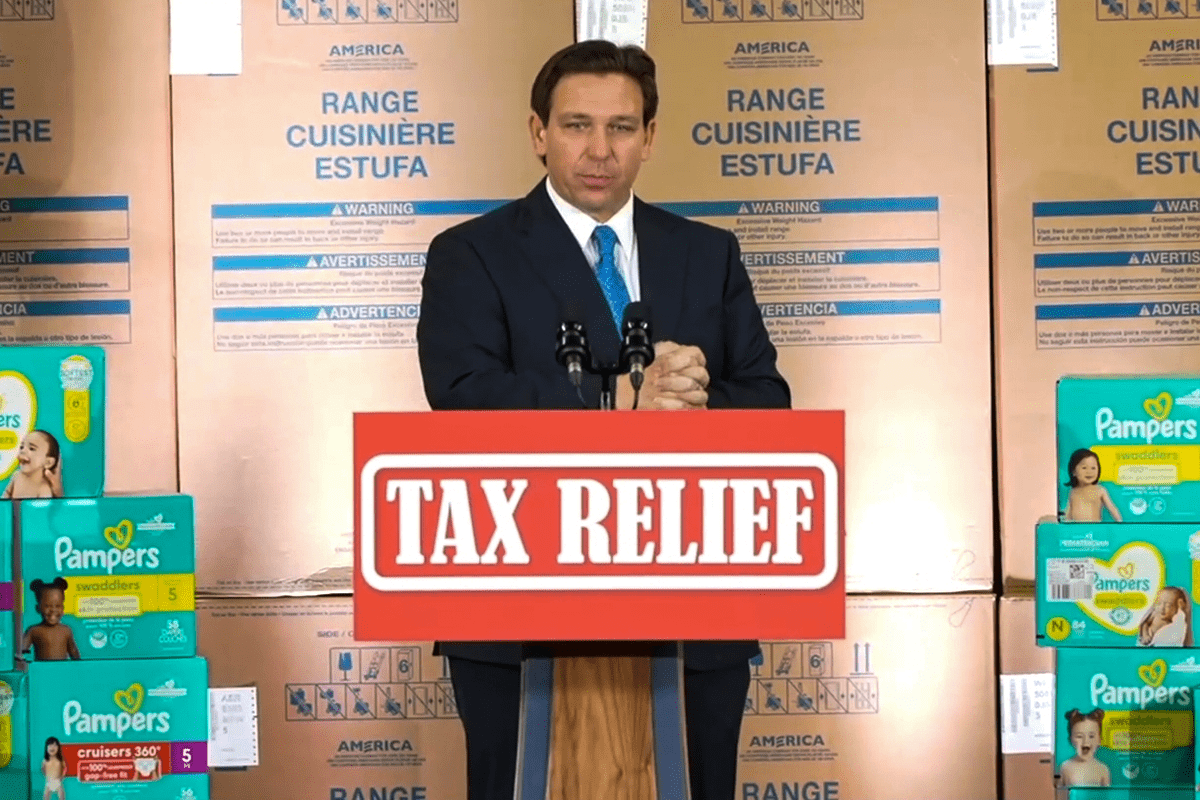 Gov. Ron DeSantis announces $2 billion tax relief proposal in Ocala, Fla., Feb. 8, 2023. (Video/Ron DeSantis' office)