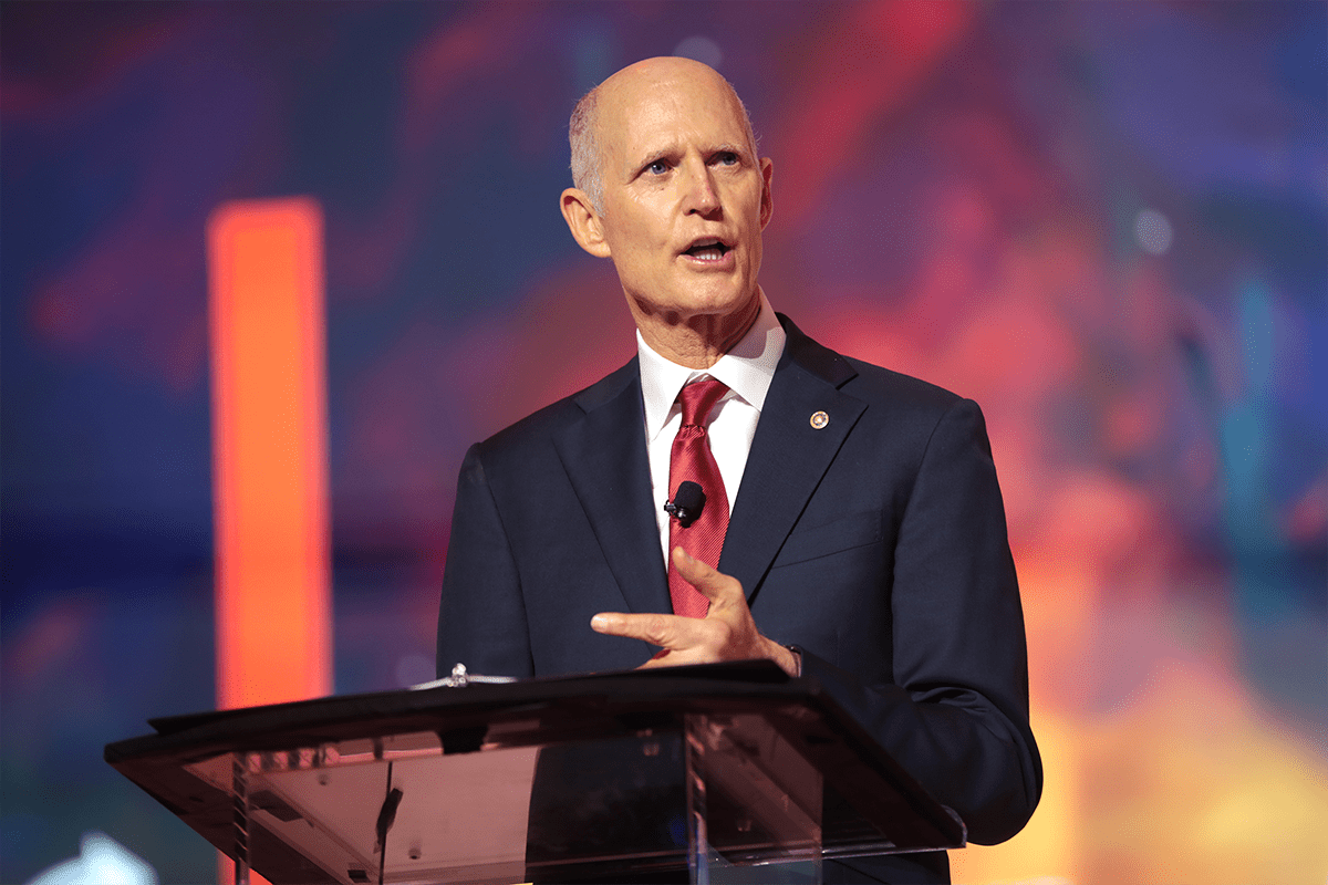 Florida Sen. Rick Scott speaking with attendees at the 2022 Student Action Summit at the Tampa Convention Center in Tampa, Fla., July 23, 2022. (Photo/Gage Skidmore)