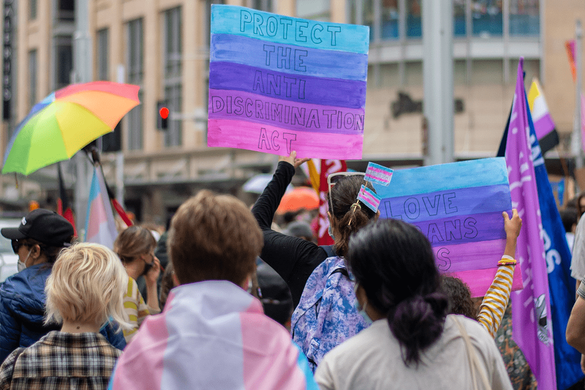 Trans-rights protest, Feb. 12, 2022. (Photo/Nikolas Gannon)