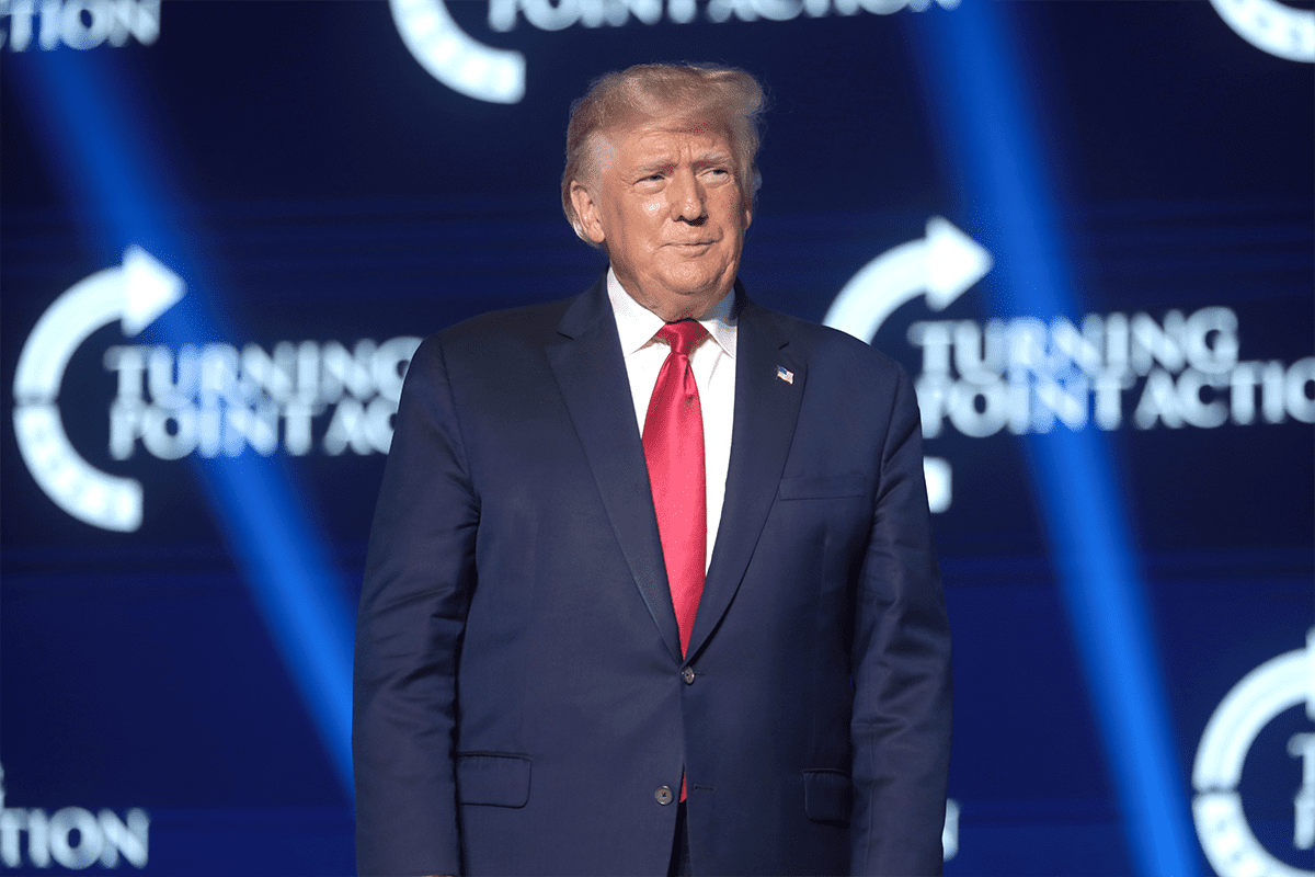 Former President Donald Trump speaking with attendees at the 2022 Student Action Summit at the Tampa Convention Center in Tampa, Fla., July 23, 2022. (Photo/Gage Skidmore)


