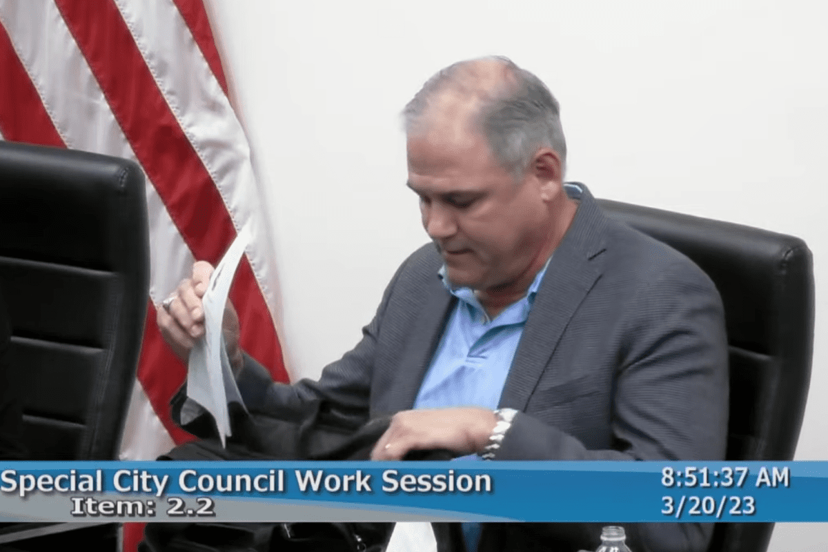Frank Hibbard suddenly resigns as Clearwater mayor and walks out of city council work session, Clearwater, Fla., March 20, 2023. (Video/City of Clearwater)