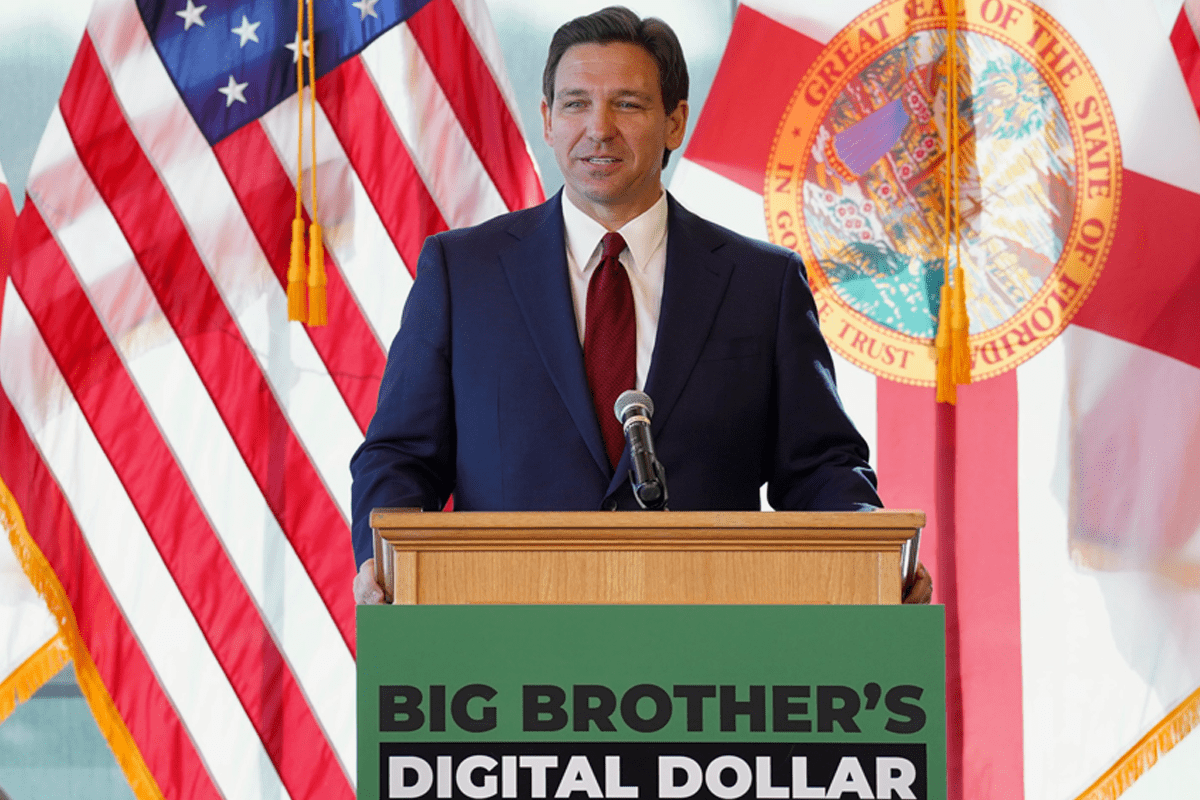 Gov. Ron DeSantis calls for statewide ban on use of central bank digital currency, Panama City, Fla., March 20, 2023. (Photo/Gov. Ron DeSantis' office)