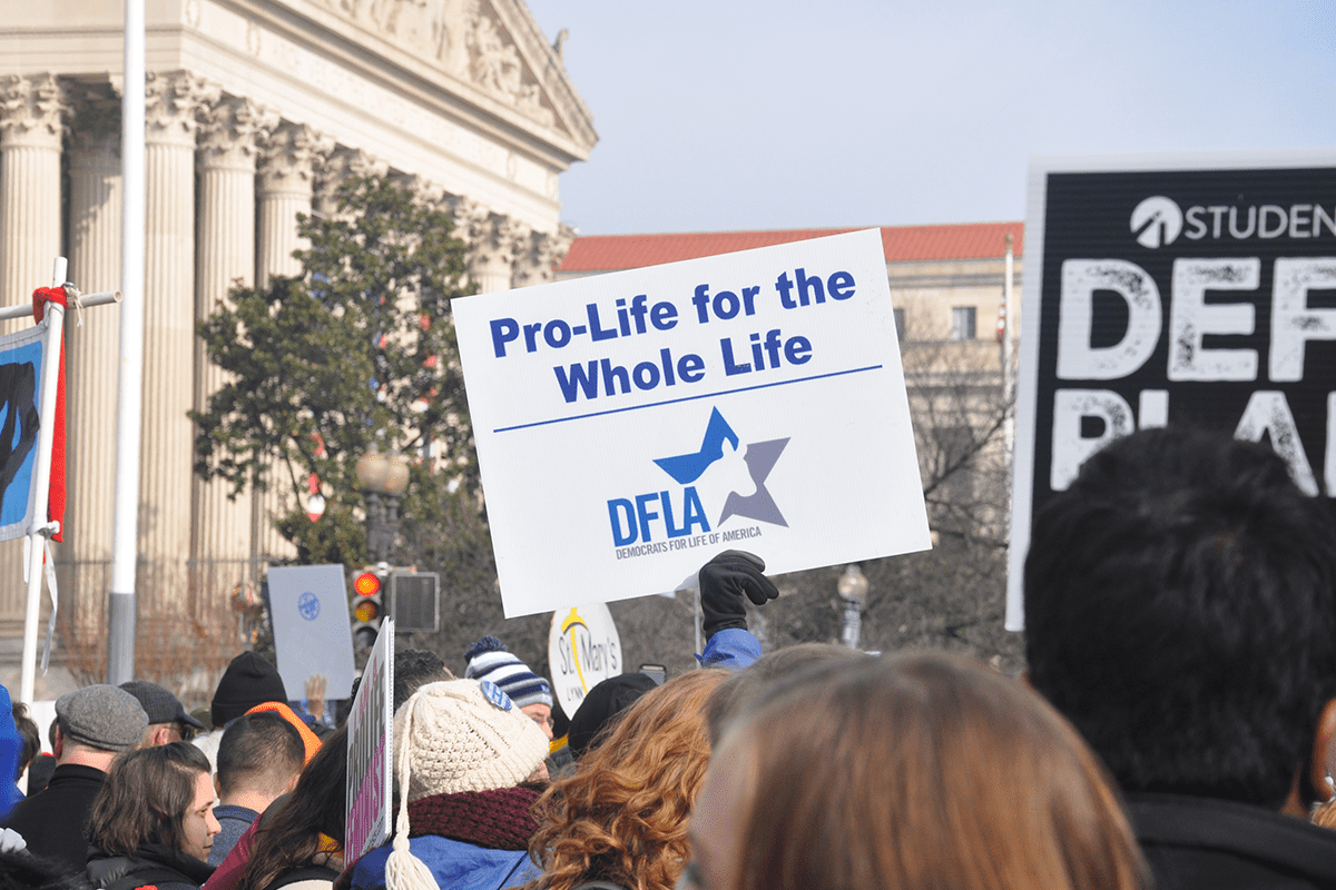Democrats for Life of America sign at the March for Life in Washington, D.C., Dec. 19, 2019. (Photo/Maria Oswalt)