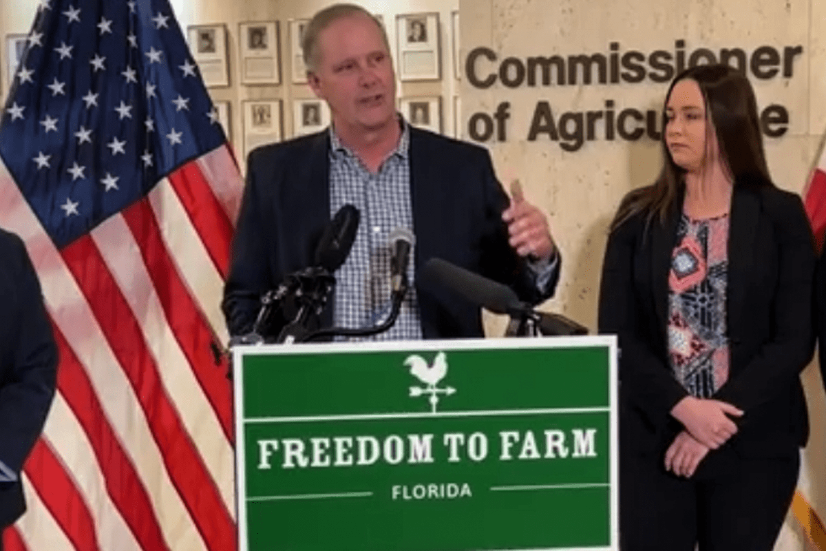 Agriculture Commissioner Wilton Simpson announces legislation reducing tax burden on farmers, Tallahassee, Fla., March 21, 2023. (Video/Florida Department of Agriculture)
