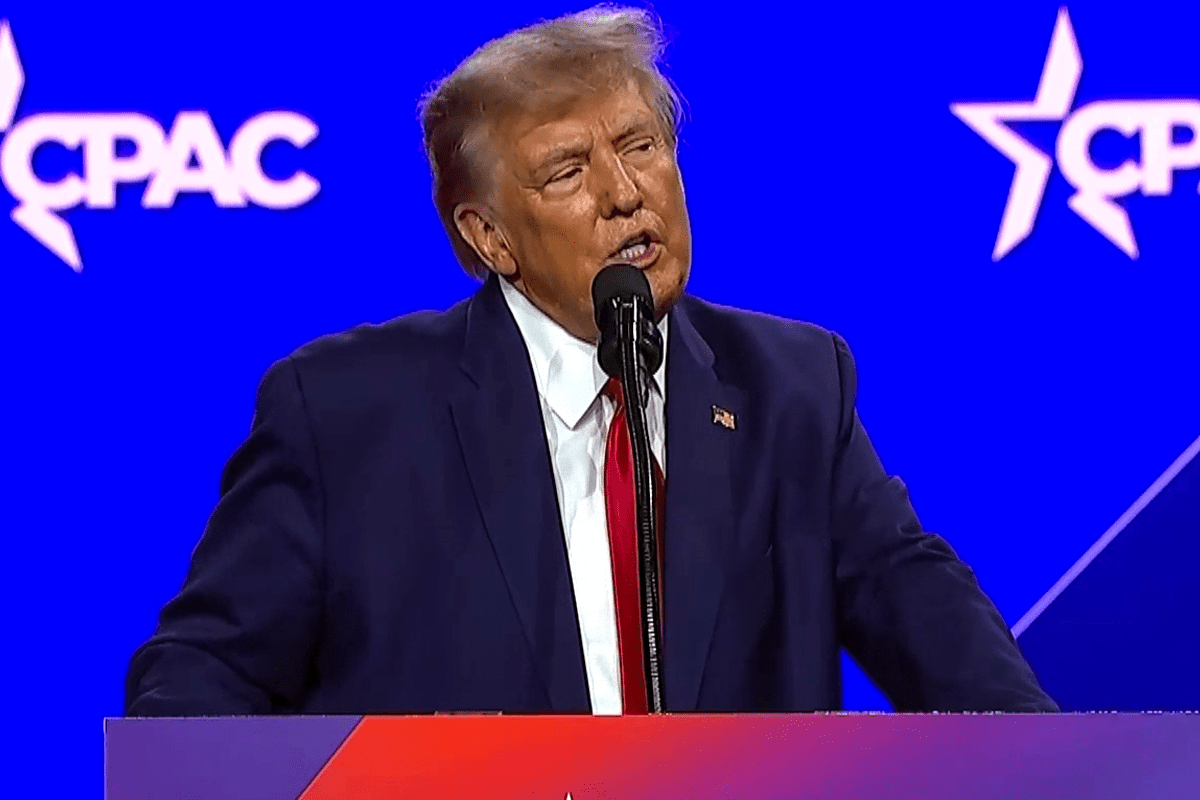 Former President Donald Trump gives CPAC 2023 speech in Washington, D.C., March 4, 2023. (Video/Trump campaign, Rumble)