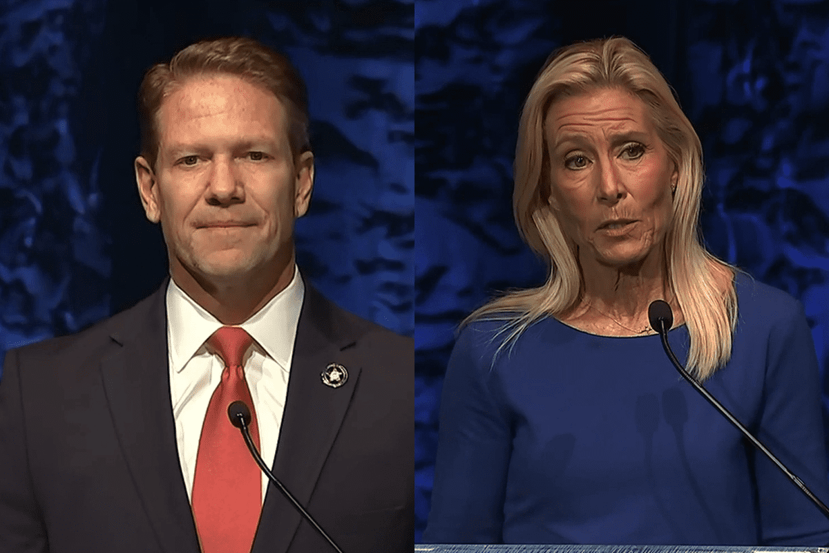 Jacksonville mayoral candidates Daniel Davis and Donna Deegan. (Video/Action News Jax)