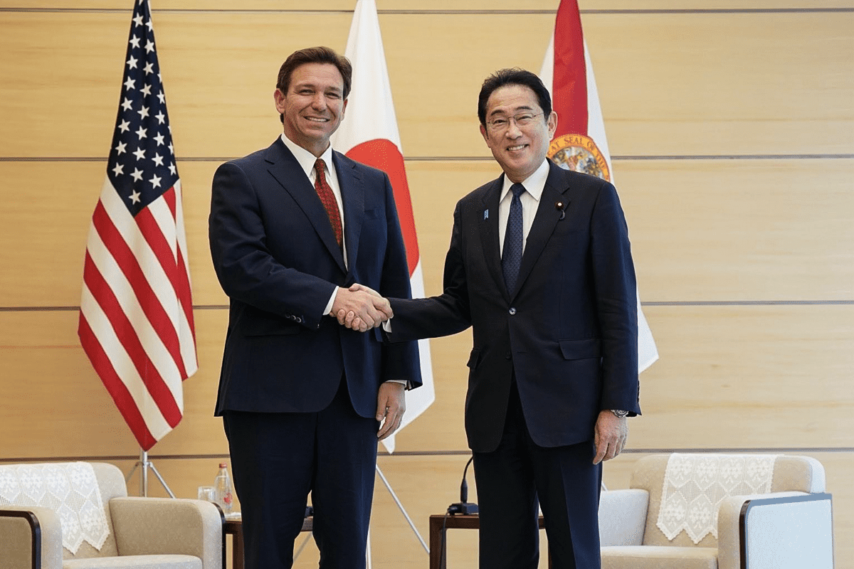 Gov. Ron DeSantis meets with Japan Prime Minister Fumio Kishida on international trade mission, April 24, 2023. (Photo/Gov. Ron DeSantis)
