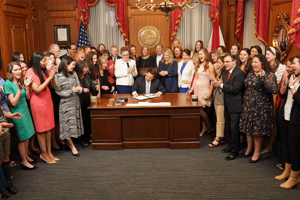 Gov. Ron DeSantis signs the Heartbeat Protection Act, which bans abortion after six weeks with exceptions, Tallahassee, Fla., April 13, 2023. (Photo/Gov. Ron DeSantis' office)