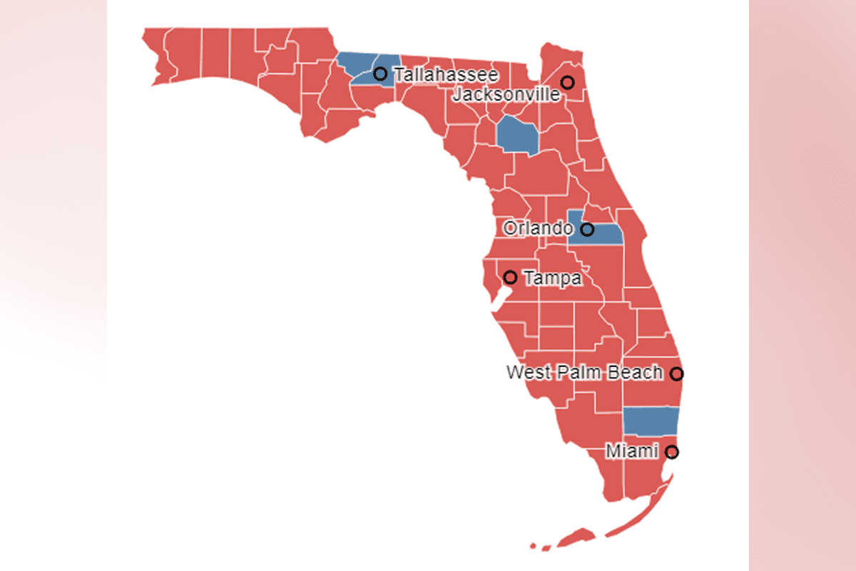 Florida gubernatorial election results in November 2022. (Photo/DecisionDeskHQ)