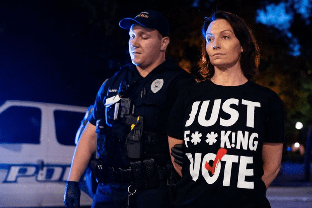 Florida Democratic Party Chair Nikki Fried arrested by Tallahassee police, Tallahassee, Fla., April 3, 2023. (Photo/Nikki Fried, Twitter)