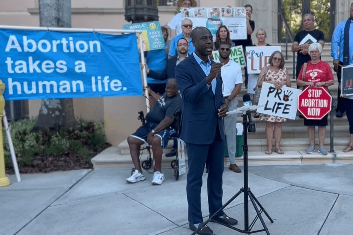 Rep. Berny Jacques at pro-life demonstration in St. Petersburg, Fla., April 6, 2023. (Photo/Berny Jacques, Twitter)