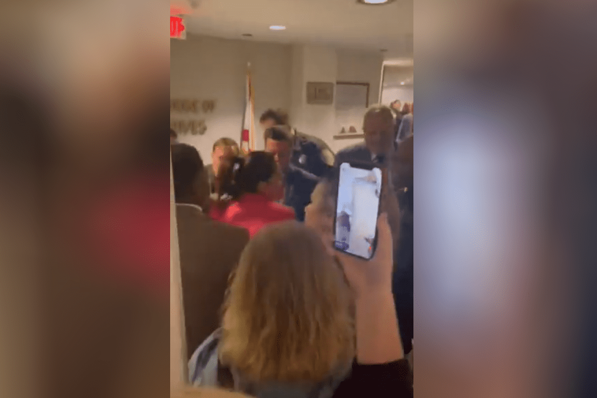 Video depicts people cornering Moms for Liberty members, Tallahassee, Fla., April 18, 2023. (Video/Moms For Liberty, Twitter)