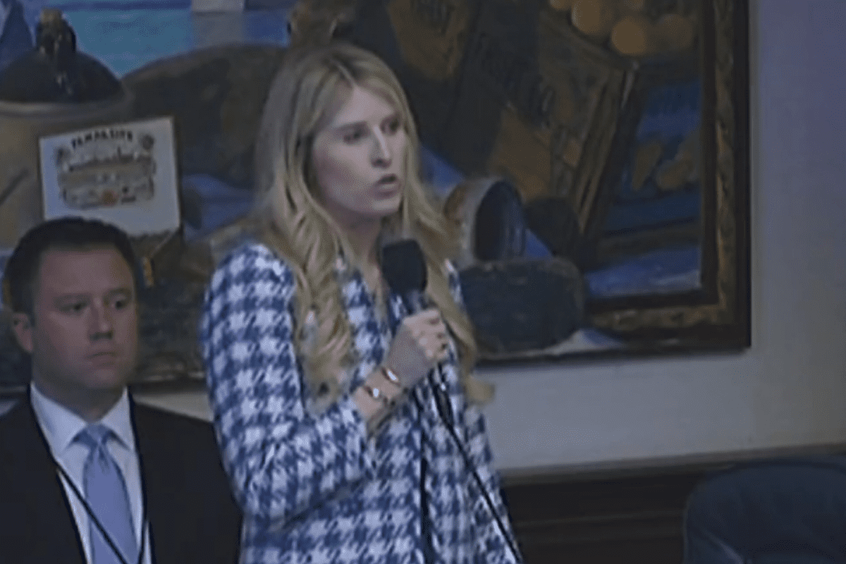 Bill sponsor Rep. Jessica Baker issues closing remarks on a now-House-passed bill to enact the death penalty for child rape, Tallahassee, Fla., April 13, 2023. (Video/The Florida Channel)
