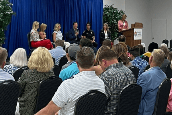 Daniel Davis talks parental rights in education and school choice during forum, Jacksonville, Fla., May 3, 2023. (Photo/Davis Campaign)