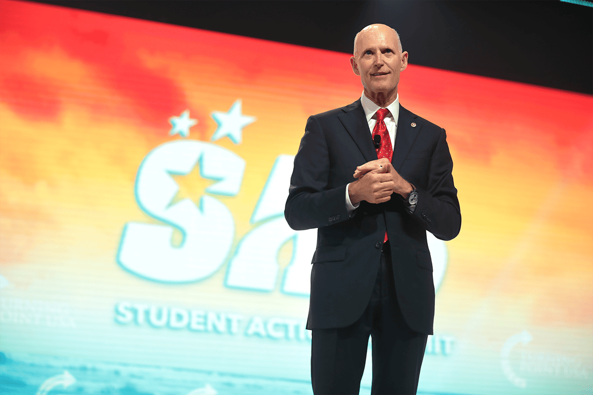 Sen. Rick Scott, R-Fla., speaking with attendees at the 2021 Student Action Summit hosted by Turning Point USA at the Tampa Convention Center in Tampa, Fla., July 17, 2021. (Photo/Gage Skidmore, Flickr)

 