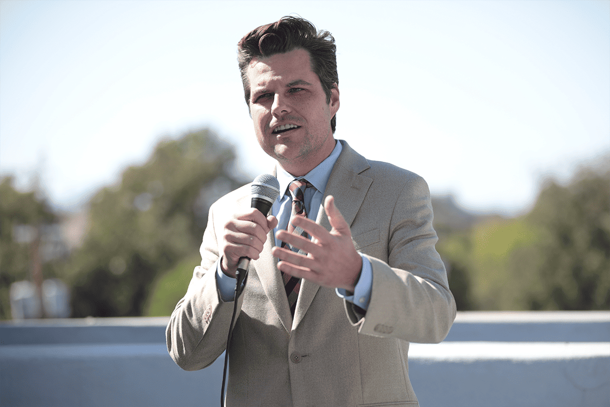 U.S. Rep. Matt Gaetz, R-Fla., speaking with supporters at a "Liberty for Trump" event at the Graduate Hotel in Tempe, Ariz, Oct. 27, 2020. (Photo/Gage Skidmore, Flickr)