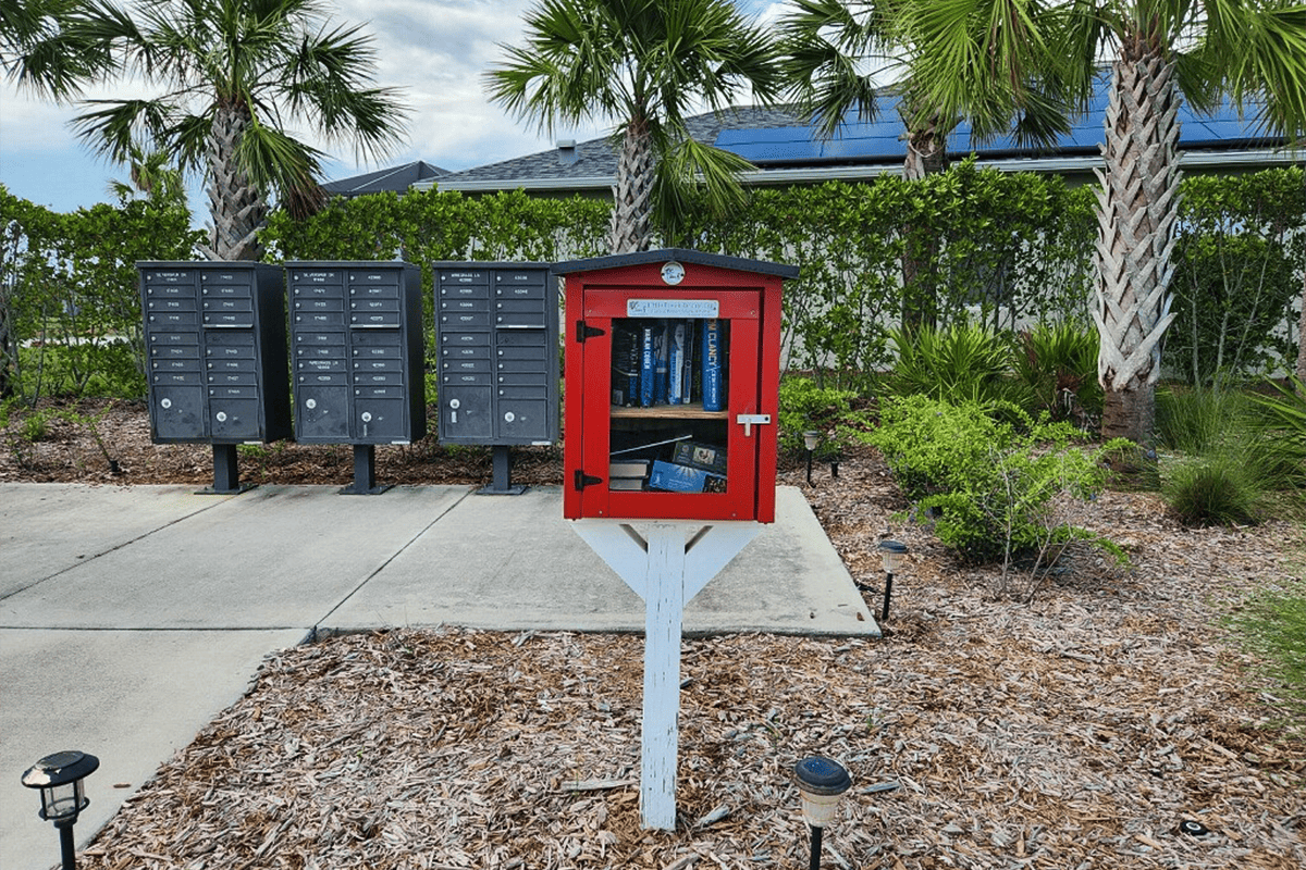 Little Free Library stations allow people to share books in Babcock Ranch, Fla., June 1, 2023. (Picture/ Phil Cooper)