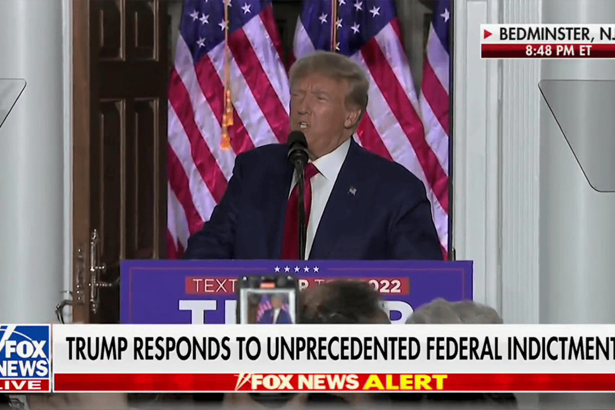 Former President Donald Trump speaks post-federal arraignment in Bedminster, N.J., June 13, 2023. (Video/Fox News)