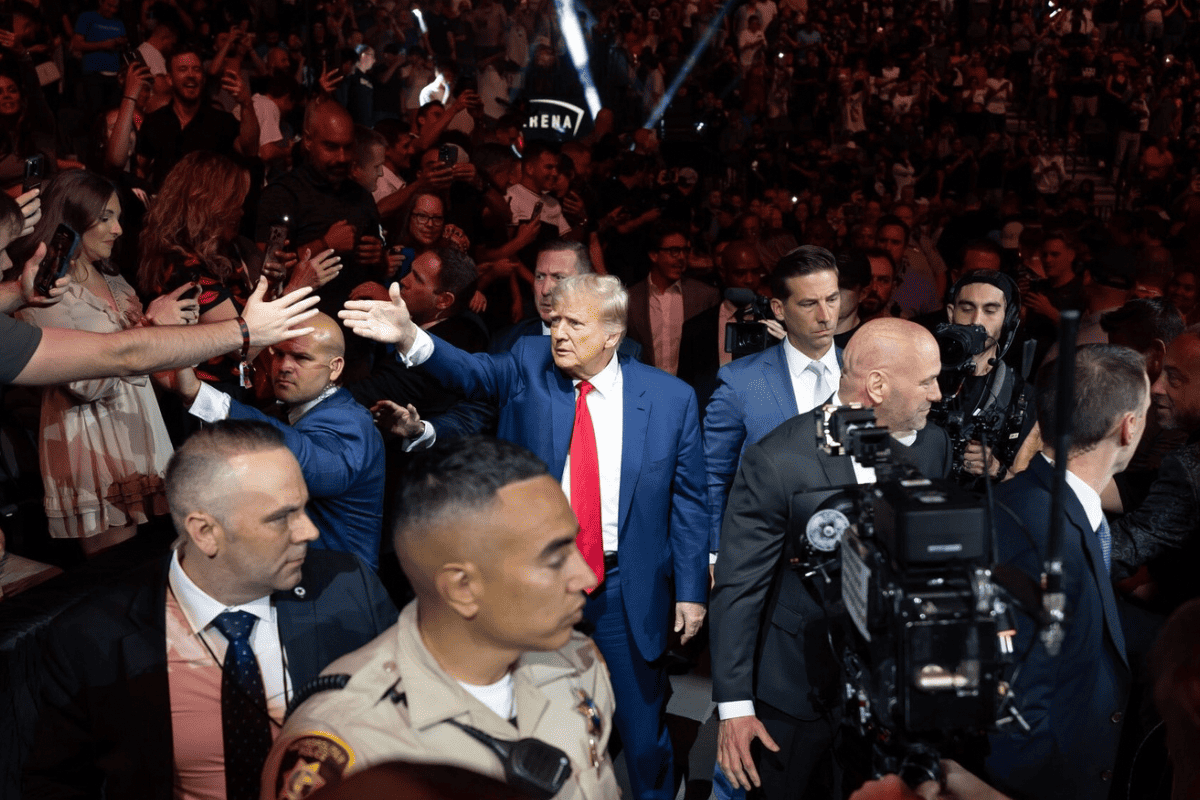 Former President Donald Trump makes appearance at UFC 290, July 8, 2023. (Photo/ @TeamTrump)