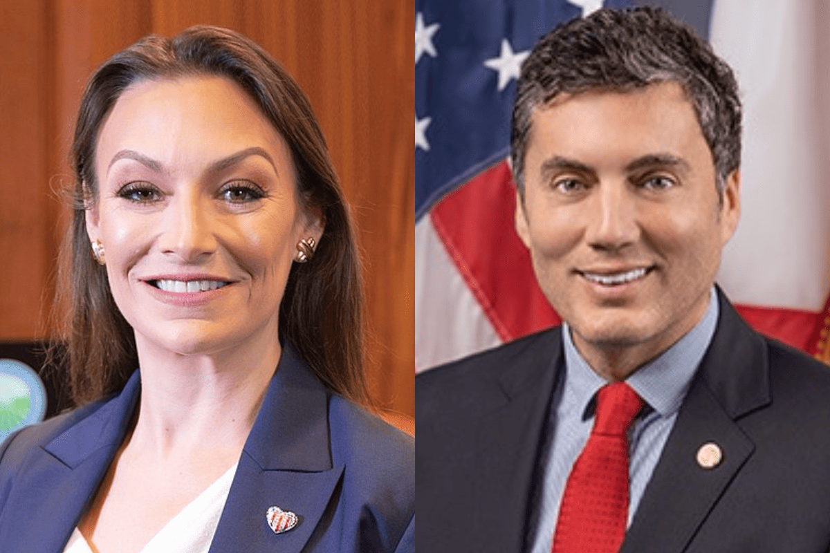 Florida Democratic Party Chair Nikki Fried issued a statement calling for Rep. Fabian Basabe to resign, July 10 2023. (Photos/ Wikipedia, Florida House of Representatives) 