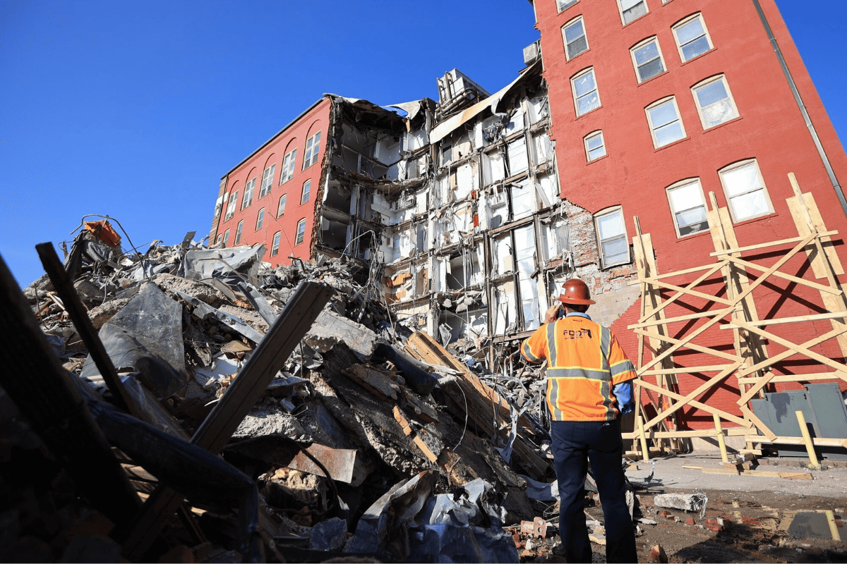 Davenport building collapse in Iowa, June 5, 2023. (Photo/Gov. Ron DeSantis' office) 