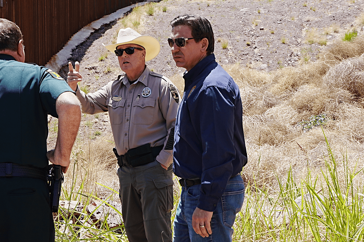 Gov. Ron DeSantis tours the U.S. southern border in Arizona with sheriffs, June 2023. (Photo/Gov. Ron DeSantis' office)