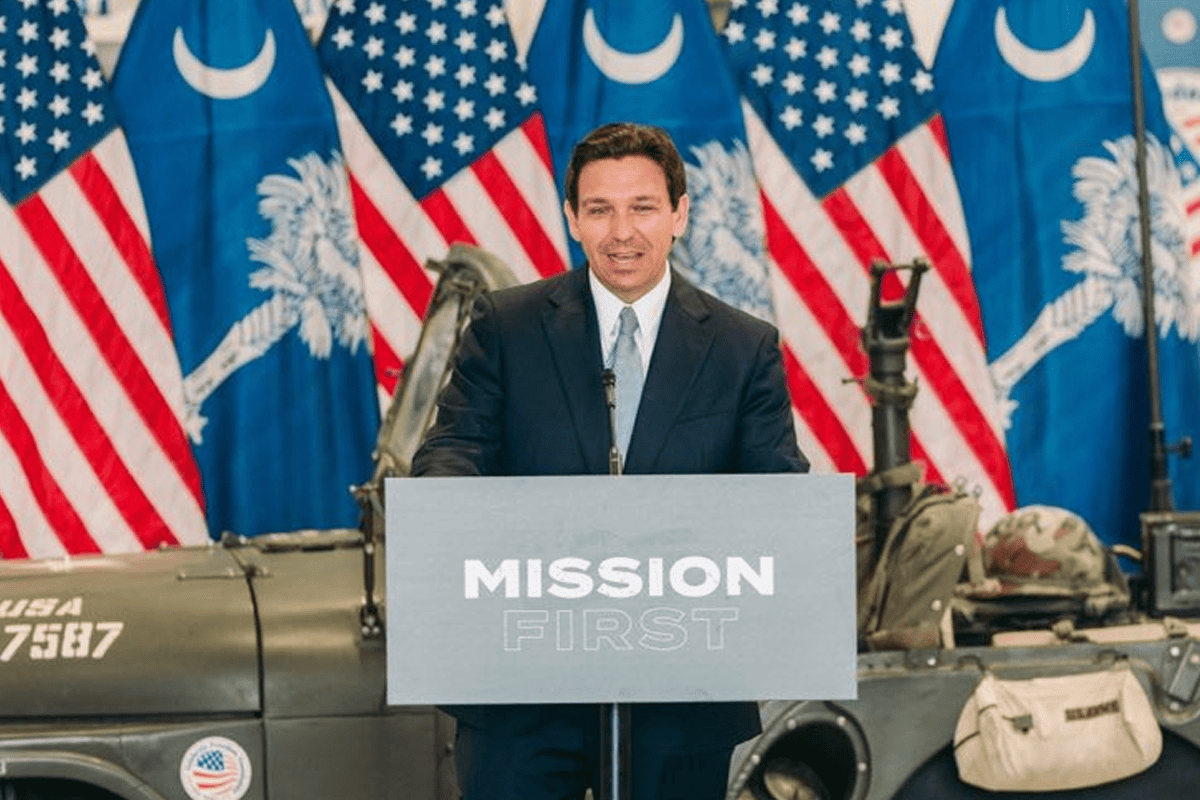 Gov. Ron DeSantis announces "Mission First" military platform, South Carolina, July 18, 2023. (Photo/Team DeSantis)