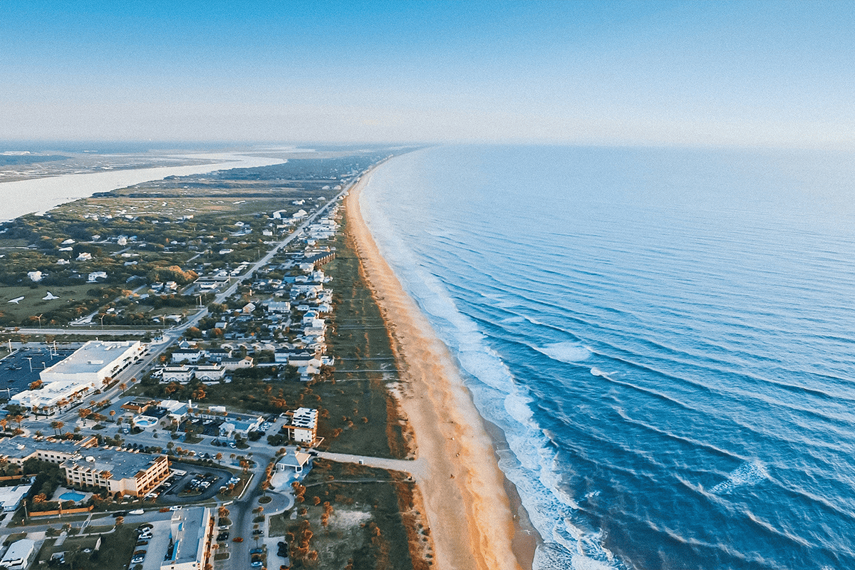 Drone view of coastline in St. Augustine, Fla., May 6, 2017. (Photo/Lance Asper, Unsplash)