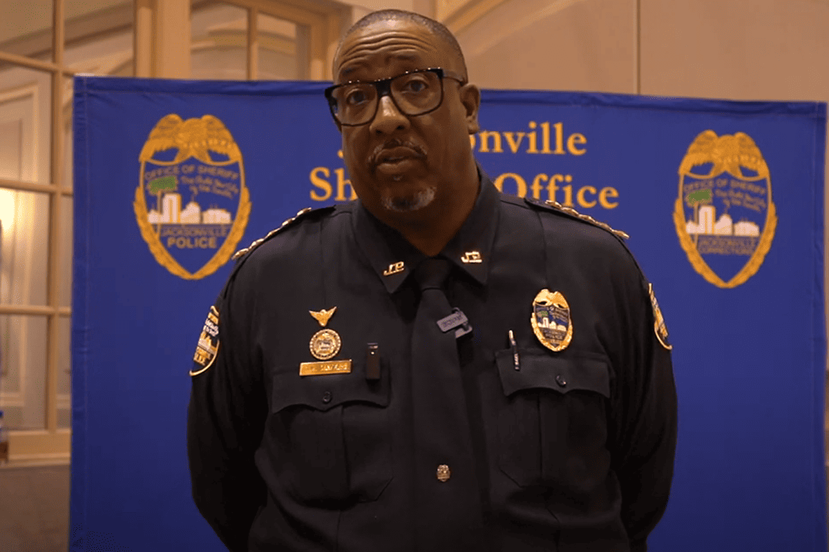 Jacksonville Sheriff T.K. Waters speaks with Florida's Voice after town hall in Jacksonville, Fla., July 19, 2023. (Video/Florida's Voice)