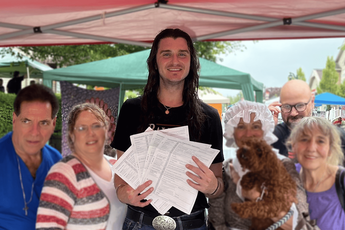 Conservative activist Scott Presler registers voters in Slippery Rock, Penn., July 2, 2023. (Photo/Scott Presler, Twitter)