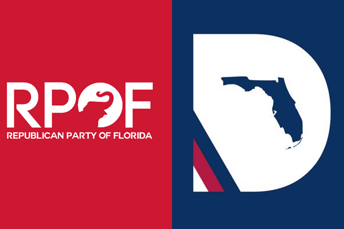 Republican Party of Florida and Florida Democrats logos. (Images/@FloridaGOP and @FlaDems, Twitter)