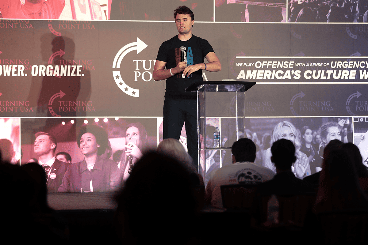 Charlie Kirk speaking with attendees at the 2021 Southern Regional Conference hosted by Turning Point USA at the Sheraton Panama City Beach Golf & Spa Resort in Panama City Beach, Fla., Sep. 24, 2021. (Photo/Gage Skidmore, Flickr)